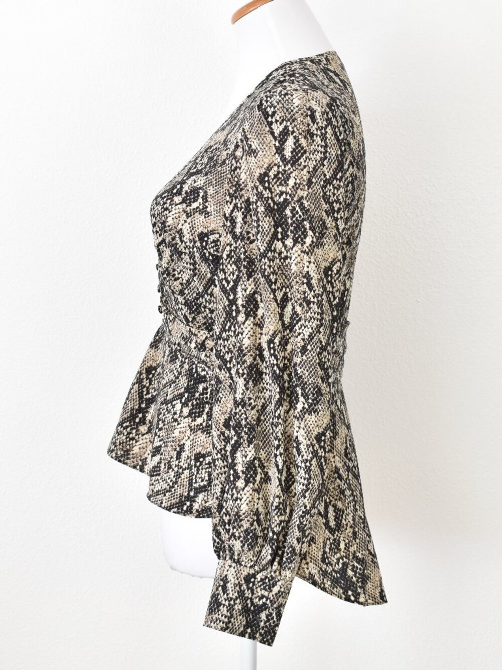 Veronica Beard Thea Snake Print Silk Blouse Peplum - 4 - Picture 3 of 10